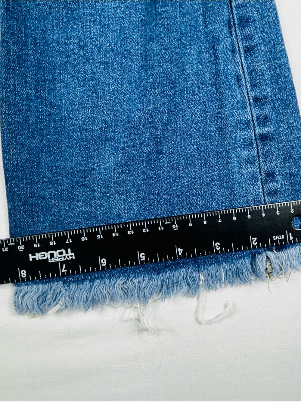 Dark Blue Distressed Women's Flare Jeans W703 - Picture 3 of 8
